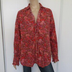 FREE PEOPLE Top Size Small Floral Print Button Down Shirt